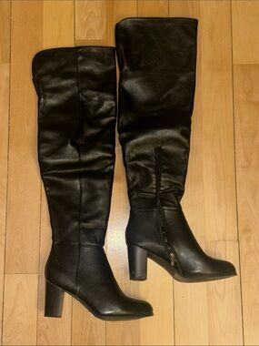 Black Over-the-Knee Heeled Boots